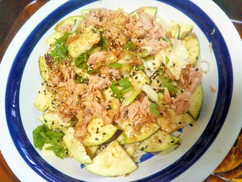 水なす＆ツナのさっぱり麺